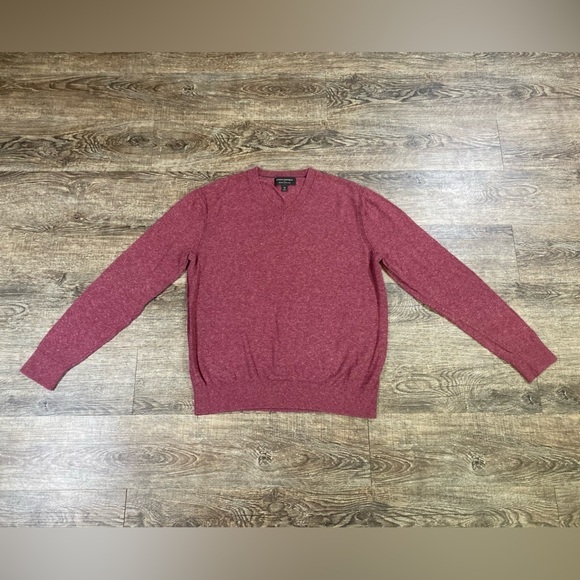 Banana Republic Burgundy Heather Cotton Yarn V-Neck Sweater Men’s M - Picture 1 of 8